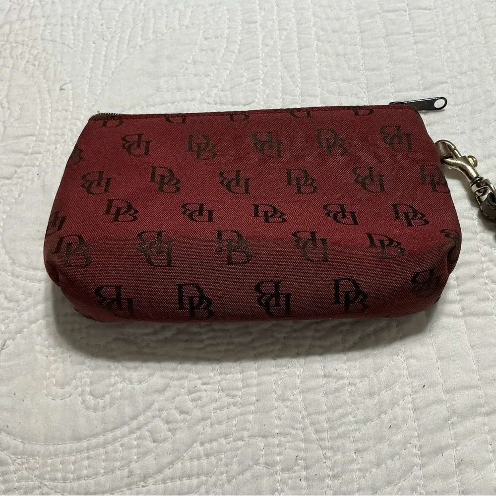 Dooney & Bourke red monogram canvas zip case with a key holder